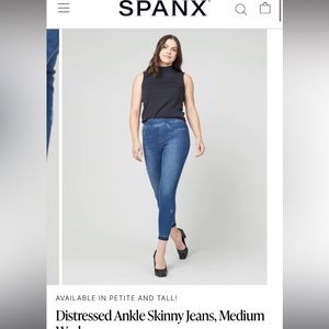 Spanx pull on jean, ankle skinny distressed like new